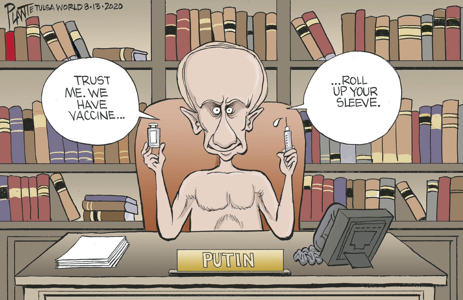 Bruce Plante Cartoon: Putin's vaccine